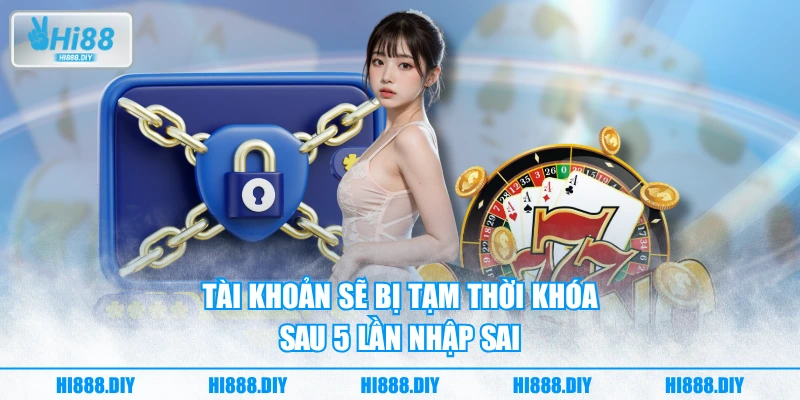 Tài khoản sẽ bị tạm thời khóa sau 5 lần nhập sai Tài khoản sẽ bị tạm thời khóa sau 5 lần nhập sai